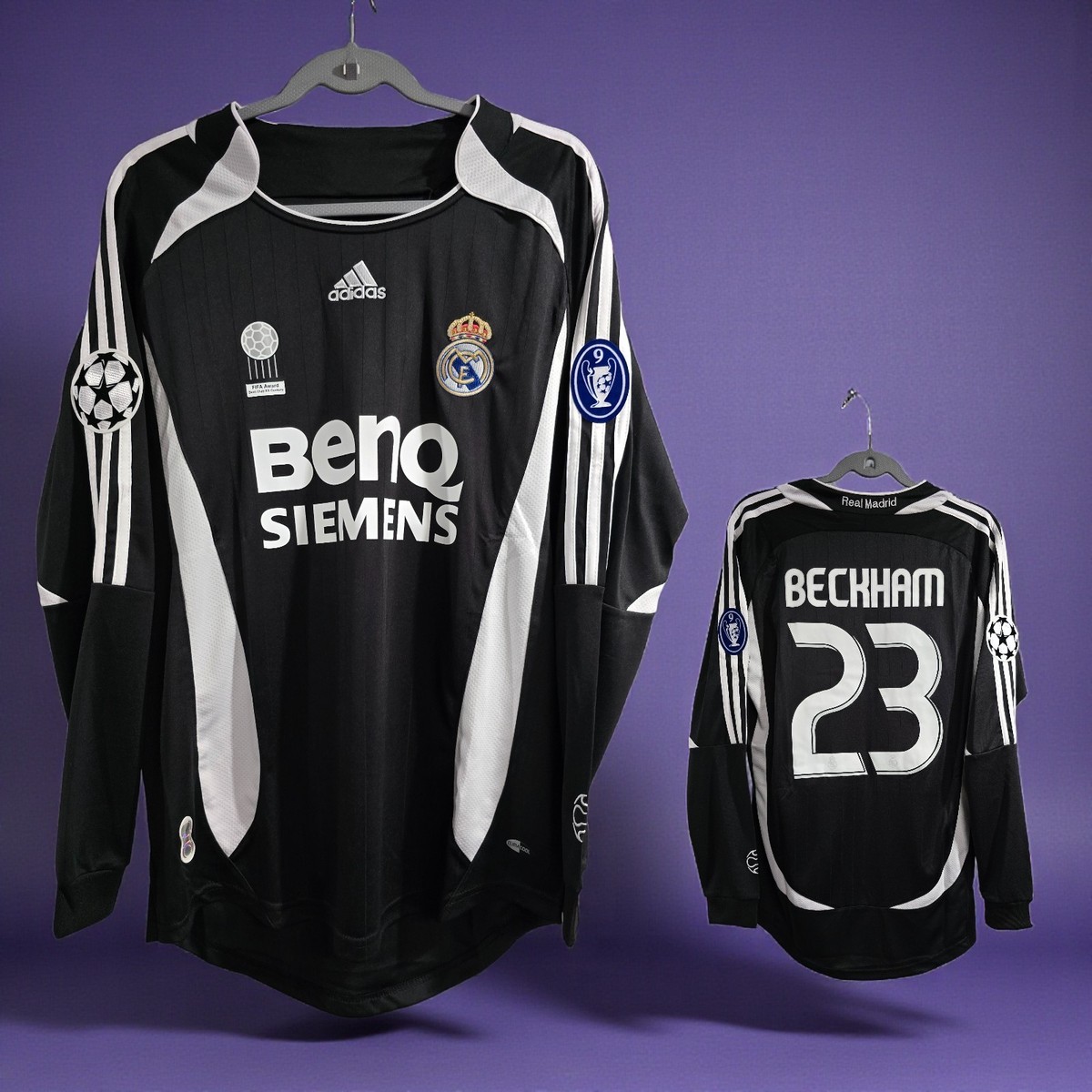 001 - R. Madrid 06/07 Away UEFA - Black - Beckham #23 - 2XL (Run