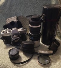 Vintage Mamiya Sekor 500 DTL 35mm Camera With Leather Cases and Lenses