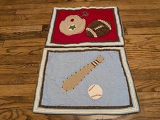 Pottery Barn Kids Sports Pillow Sham Baseball Football 12x16 Cotton