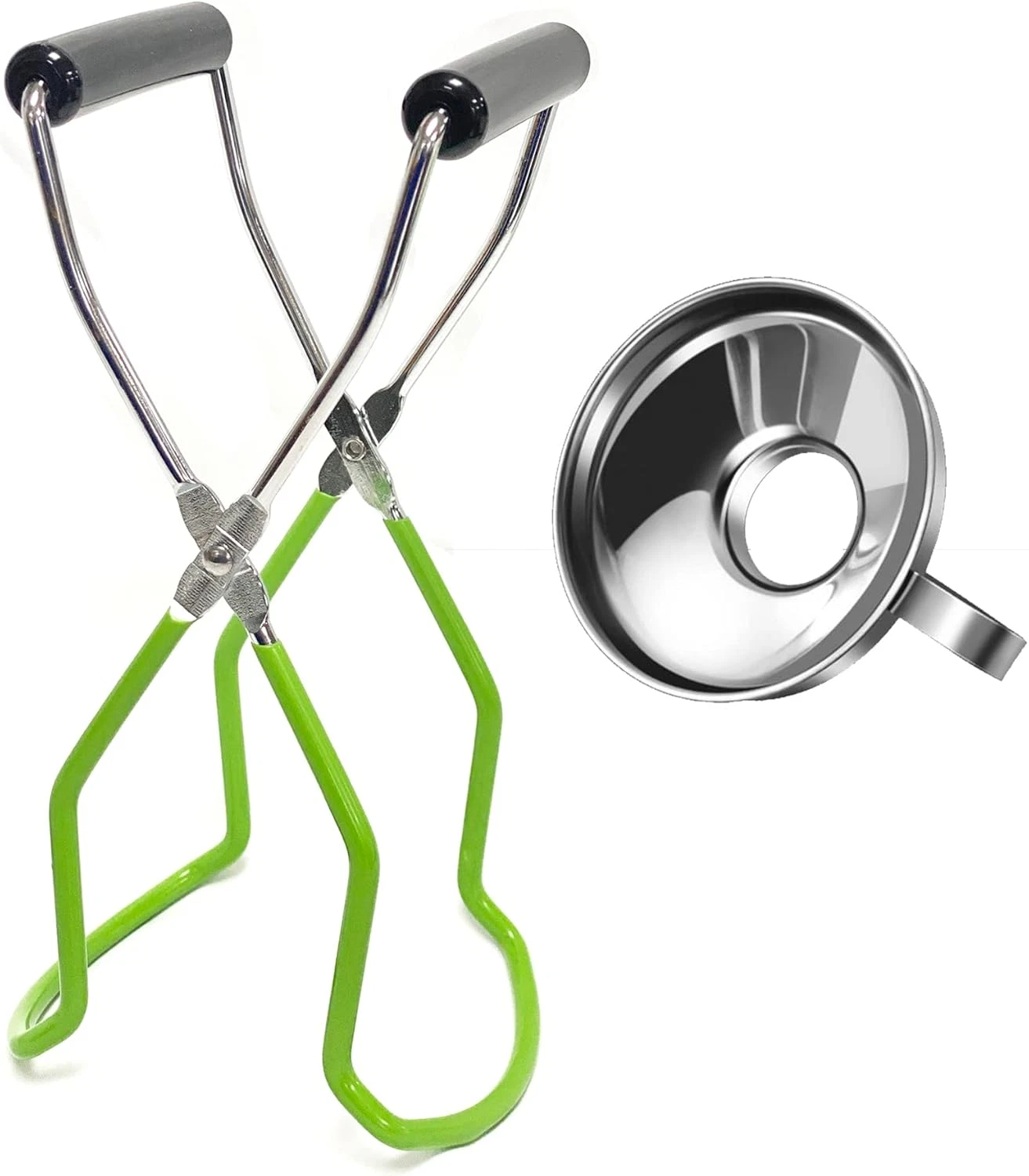 2 Pieces Stainless Steel Canning Jar Lifter Tongs and Canning Funnel with Safe a