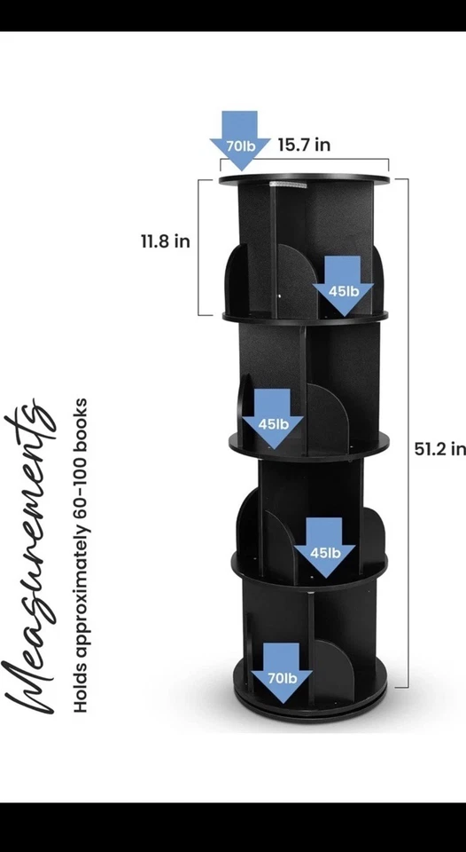 Estantería giratoria 360° estantería de almacenamiento de 4 niveles/estante de exhibición independiente Foto 2 de 3