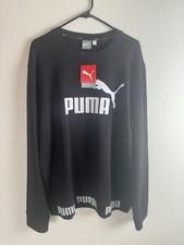 PUMA Amplified Crew Sweatshirt Mens XL Black NWT Logo Taping Pullover