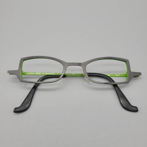 Anne et Valentin Tilt Titanium Eyeglass Frames Gunmetal Lime Green Made in Japan