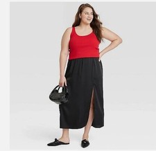 Women's A-Line Maxi Slip Skirt - A New Day Black XXL