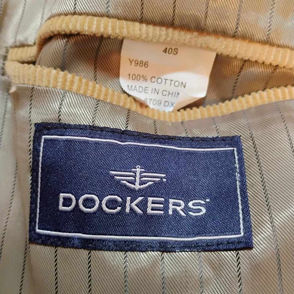 Dockers вельветовый блейзер Sport пальто мужской 40с коричневый две кнопки 100% хлопок ретро - Изображение 3 из 4