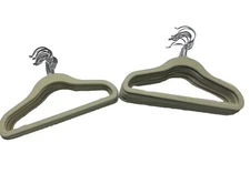 22 Child Huggable Hangers Non-Slip Flocked Ivory Space Saving + 17 Pair Clips