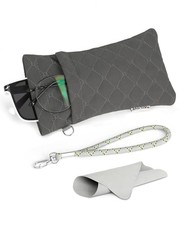 Double Glasses Case Soft Eyeglass Cases with Cleaning Cloth One Size Dark Grey