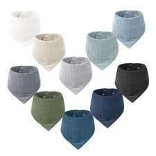 10 Pack Cotton Baby Bibs for Teething  Drooling - Unisex Bandana Drool Bibs