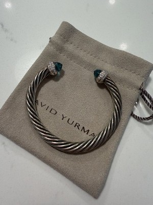David Yurman klassisches Kabelarmband Sterlingsilber Hampton Blue & Diamanten