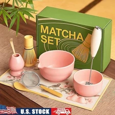 Complete Matcha Kit Electric Bamboo Whisk Sifter Bowl Scoop Holder Accessories