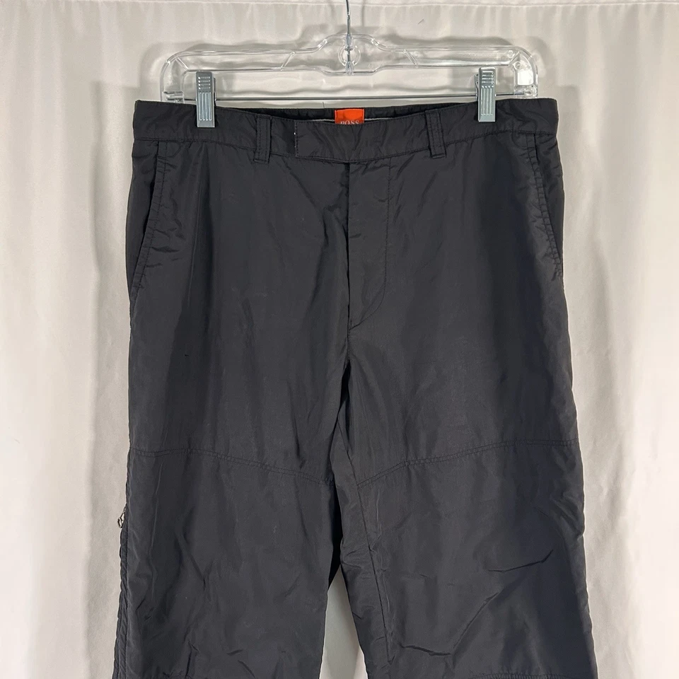 Pantalones deportivos Hugo Boss de nailon para hombre 32 L negros con cremallera a presión de carga bolsillos con cremallera Foto 2 de 4