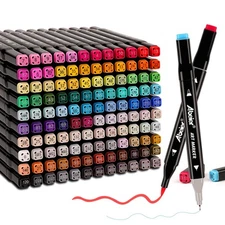 Dual Brush Tip Marker Pens, 120 Vibrant Colors, Water-Based, Non-Art Supplies...