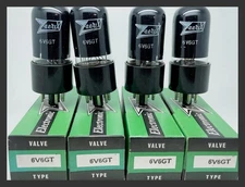 4 X NOS Zaerix 6V6GT Black Coated Test V Strong Beam Power Vacuum Audio Tubes