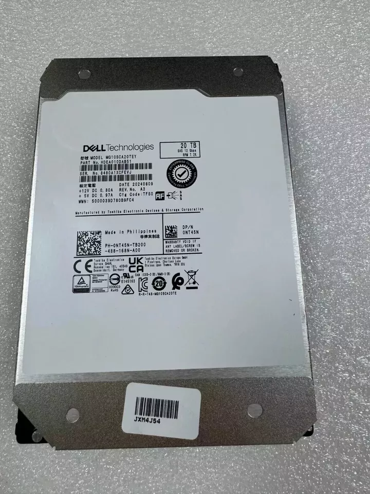 New Dell 20T SAS HDD 3.5" 12gbps RPM 1.2K R3G03 NT45N 0R3G03 0NT45N without tray - Image 2 of 2