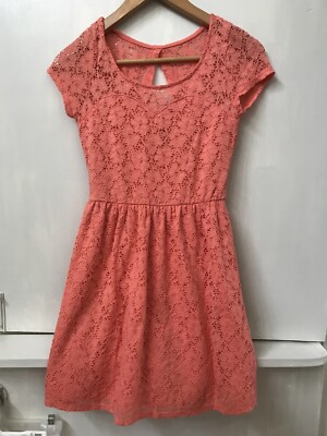 Wet Seal Women's Orange Floral Lace Overlay Dress Cap Sleeve Keyhole Back  Medium | eBay