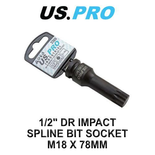 US PRO Tools 1/2" DR Impact Spline Bit Socket M18 X 78MM (VAG) 3369 - Afbeelding 1 van 2