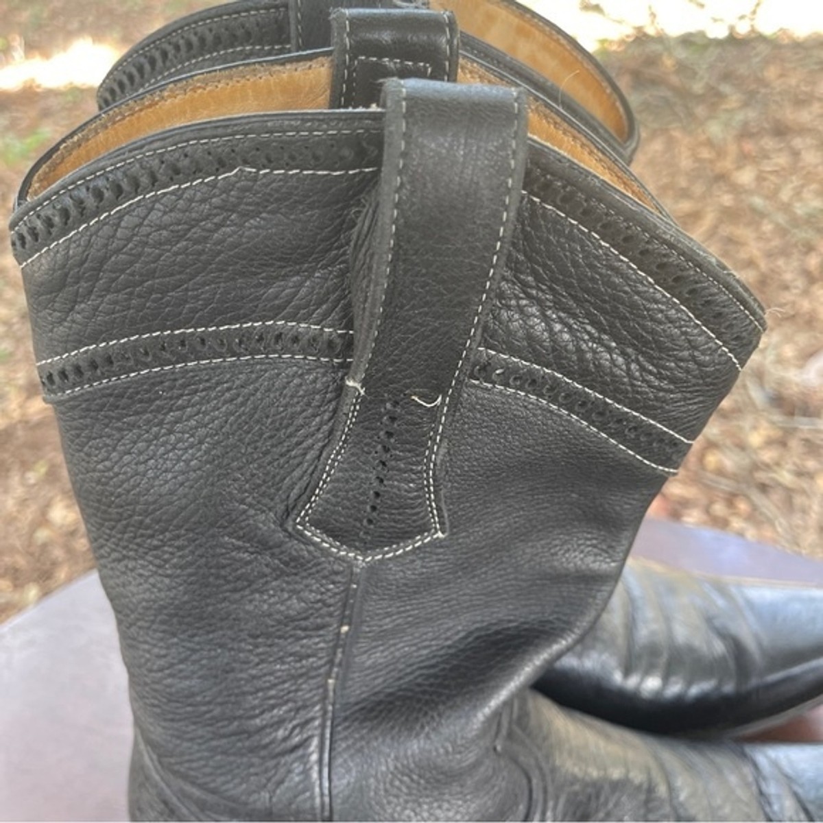 LOS ALTOS BOOTS Black Genuine All-Over Elk Square Toe Cowboy Boots Size 9 Los Altos Men main image 3