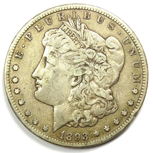 1893-CC Morgan Silver Dollar $1 - Rare Carson City Coin - Choice VF