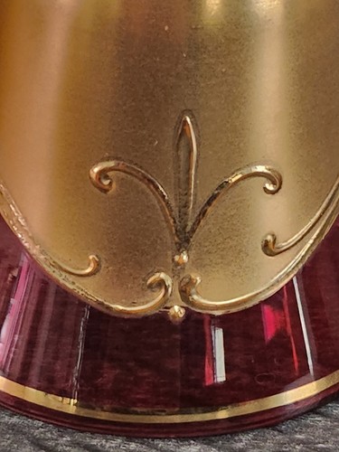 Vintage Venetian Murano Art Glass Cranberry 24K Gold Gilt Hand Painted Bell - Picture 11 of 12