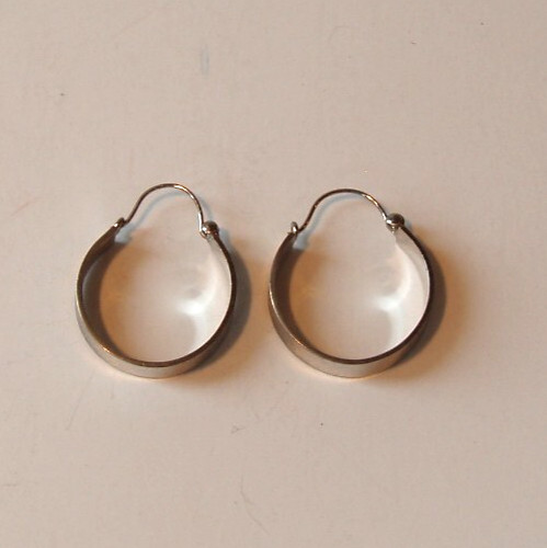 Vintage Earrings Sterling Silver Hoops w/ Texture, Marked "Wells Ster," Lot #3