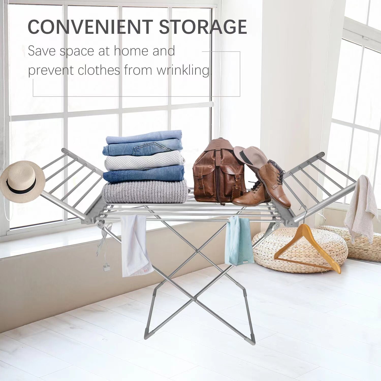 Electric Heated Clothes Airer Folding Laundry Clothes Dryer Portable Heat  Rack | eBay