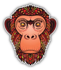 10cm Auto-Aufkleber Sticker Decal Laptop Farbe bunt Fr?hlicher Affenkopf H2156