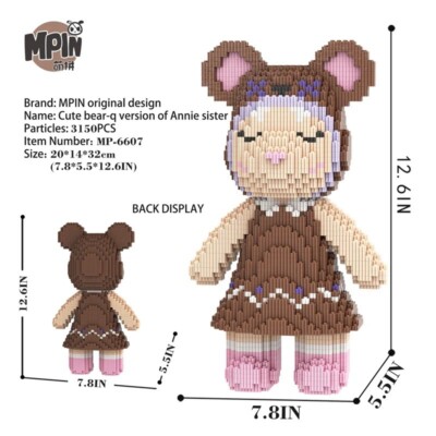 MPIN 6607 - Bär/Mädchen aus Klemmbausteinen - 32cm groß - Klemmbausteine NEU OVP