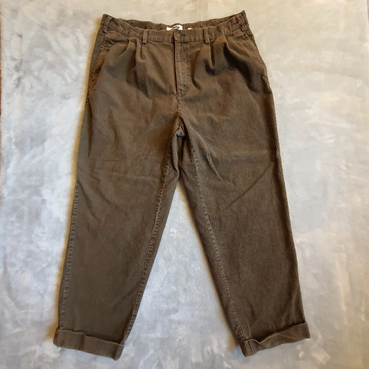 Old Navy Corduroy Pants Mens 38 29 Olive Green Cuffed Hems Pockets *See Descrp*