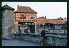 1981 Slide Rothenburg Germany Man Posing Arch Buildings Old City Wall #2369