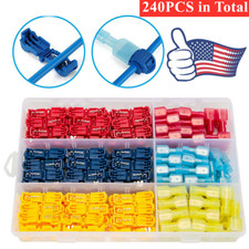 240Pcs 22-10 AWG Insulated T-Tap Quick Splice Combo Wire Terminal Connectors Kit