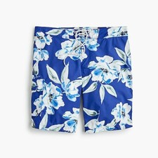 JCrew Men 9" Board Short Large Blue Floral Print Swim H9311 70 Tropical Cove 29