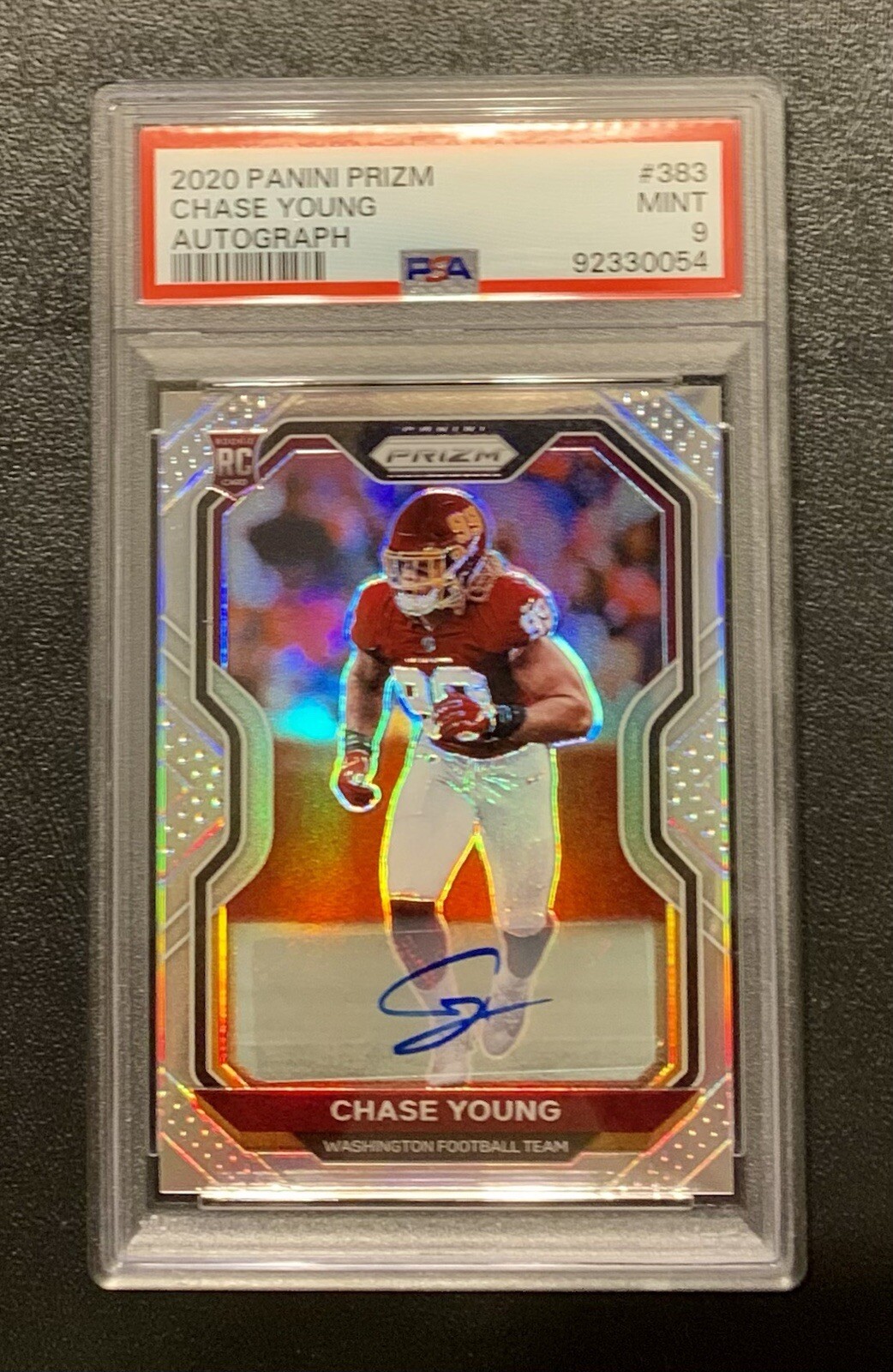 2020 Prizm CHASE YOUNG Prizm Silver AUTO RC PSA 9 Commanders #383
