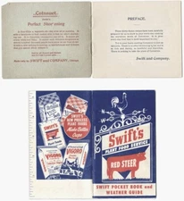 Swift & Co Chicago: COTOSUET Shortening Recipes ~1895; RED STEER Plant Food 1952