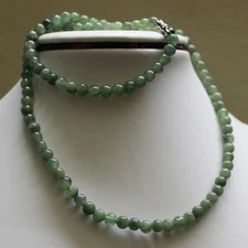 Untreated * 100% Natural (Grade A) Beautiful Green JADE Beads Necklace 5.7mm 20"