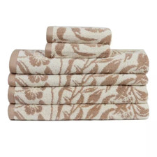 Florence 6-Piece Linen Floral 100 Cotton Bath Towel Set