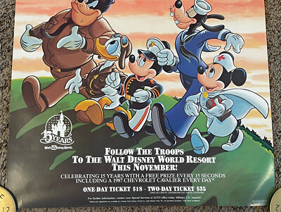 ヴィンテージ「Walt Disney World Days」特大ポスター1986 Rare Original 1986 Walt Disney World Military Discount Poster