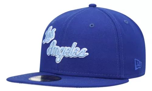 Los Angeles Lakers New Era 59FIFTY Fitted Blue Hat Sky Blue Script Size  7