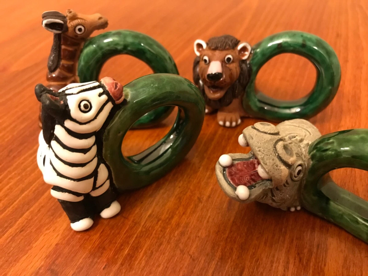 Animal Napkin Ring Holders Vintage LEPS Made in Peru. Set of 4