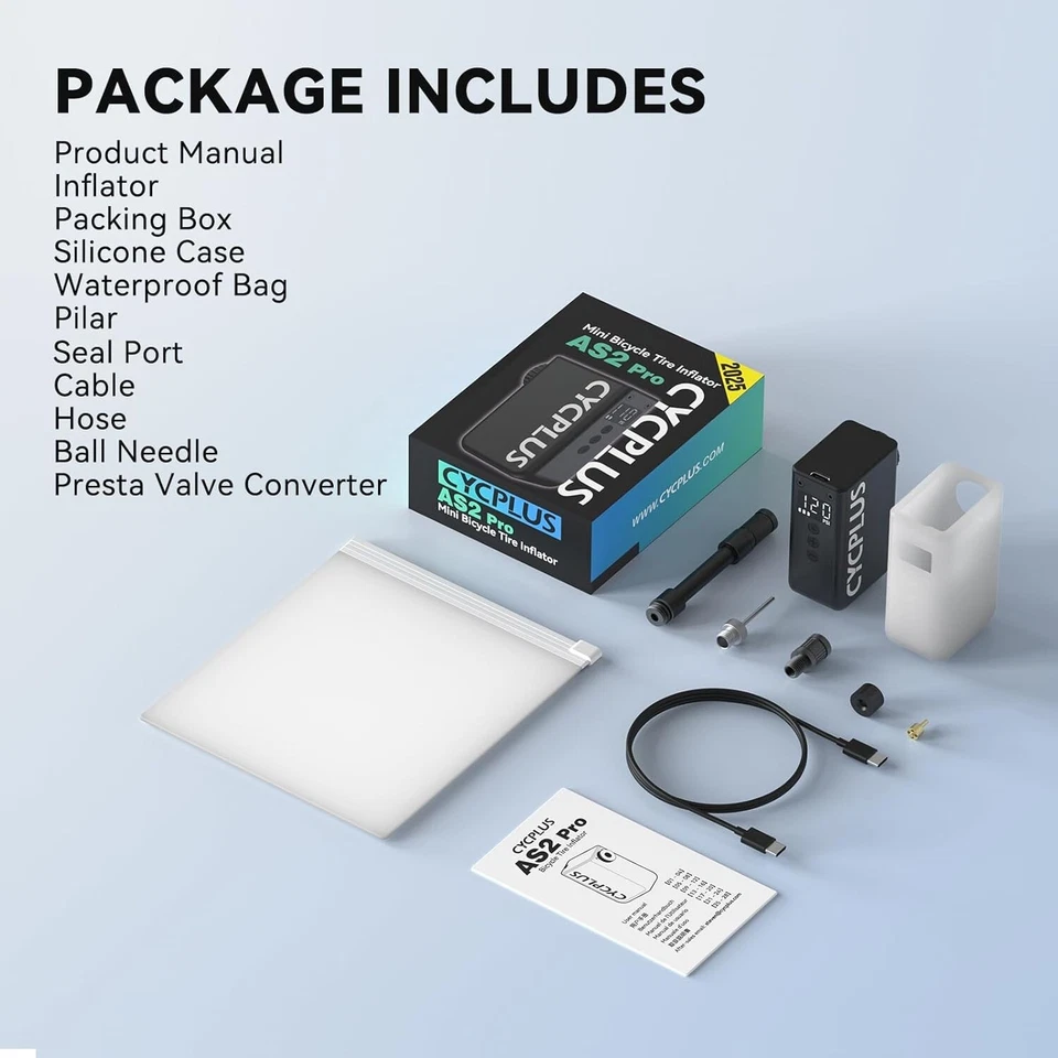 CYCPLUS AS2Pro 120PSI Electric Portable Mini Bike Pump  with Gauge - open box - Image 2 of 4