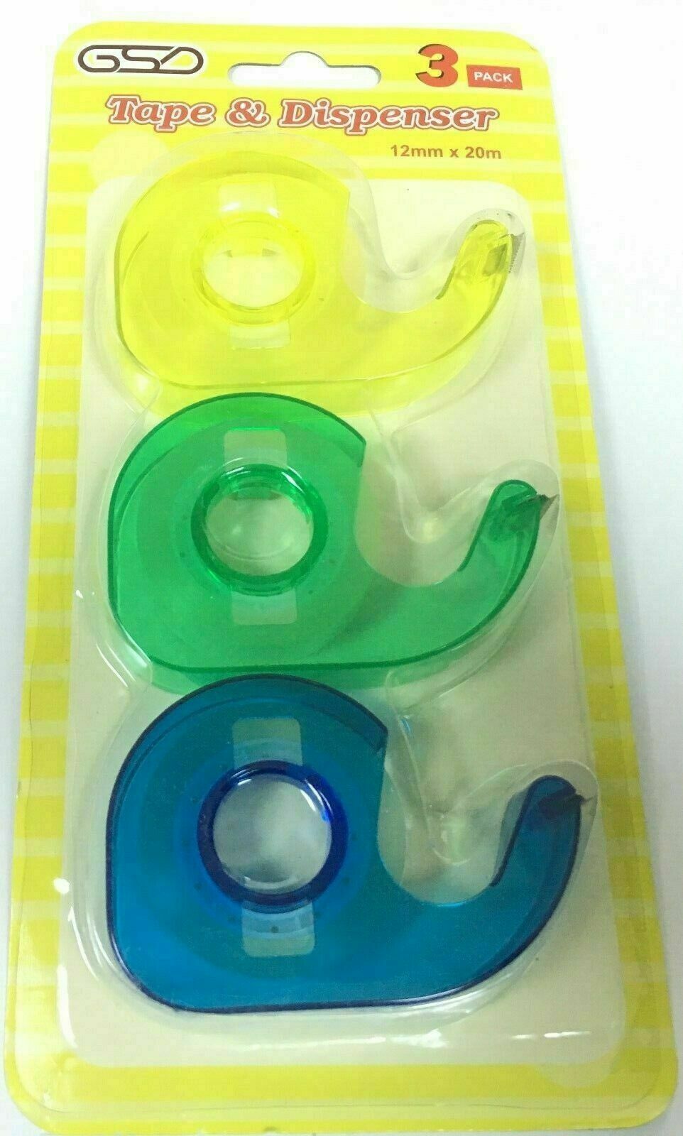 ????3 Sets Adhesive Tape With Dispenser Desk Home Office Sticky