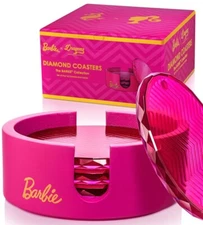 Barbie x Dragon Glassware Diamond Coasters Pink Crystal Glass for Drinks Bar