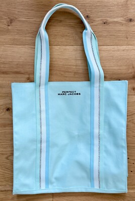 Marc Jacobs Tasche Beuteltasche perfekt türkis blau beschichtet Canvas gemustert, neu