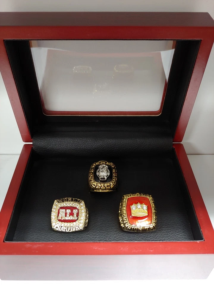 Muhammad Ali - Juego de 3 anillos del Campeonato Mundial de Boxeo con caja de exhibición de madera Foto 4 de 4