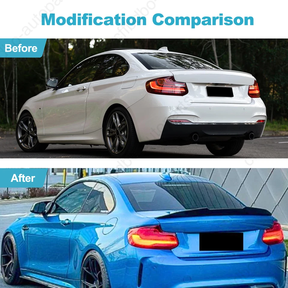 Alerón trasero negro brillante estilo PSM para BMW 14-21 F22 F87 M2 228i M235i Foto 3 de 4