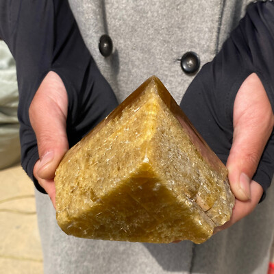 1163g Large Raw Triangular Matrix Natural Orange Calcite Rough Mineral Specimen