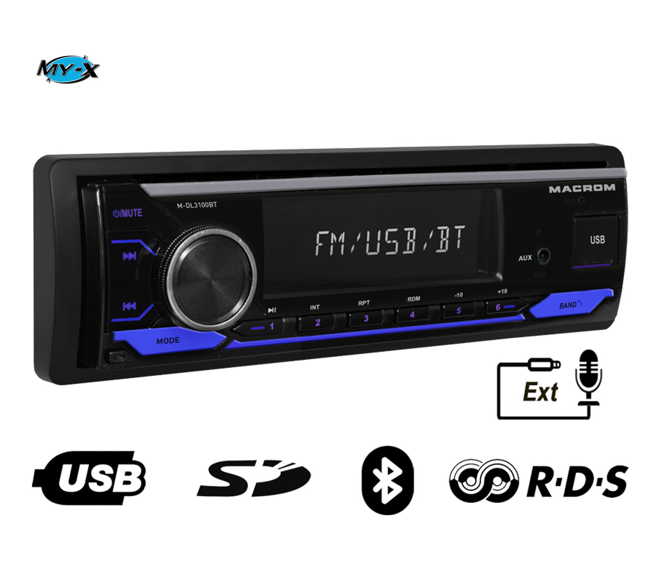 MACROM M-DL3100BT - Autoradio Sintolettore AM/FM-RDS 1DIN con Bluetooth USB SD
