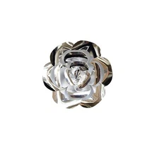 Mega Crafts - 8" Handmade Paper Pedal Flower - Metallic Silver, 1PC