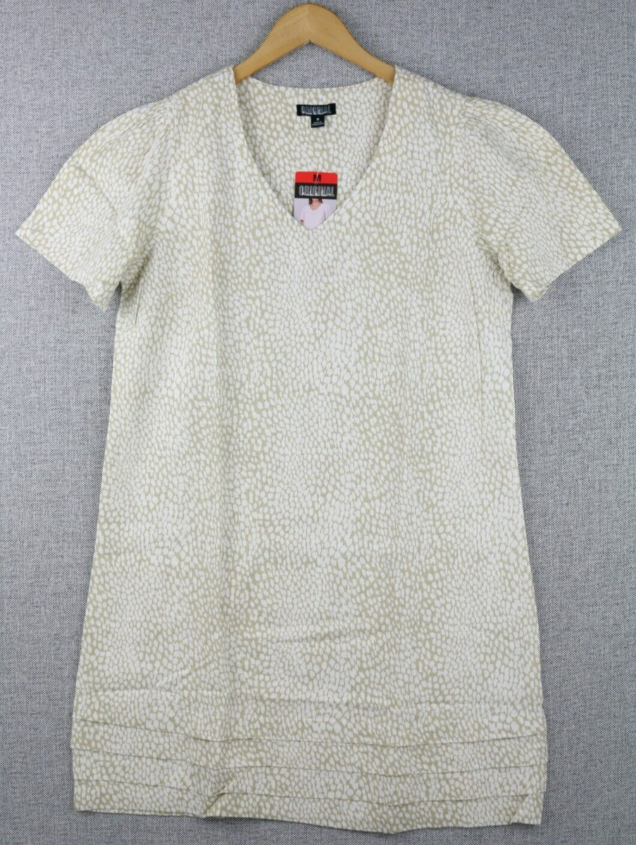 NWT Nicole Miller Women's Short Sleeve Linen Blend Dress White Size S $50  P138 | eBay