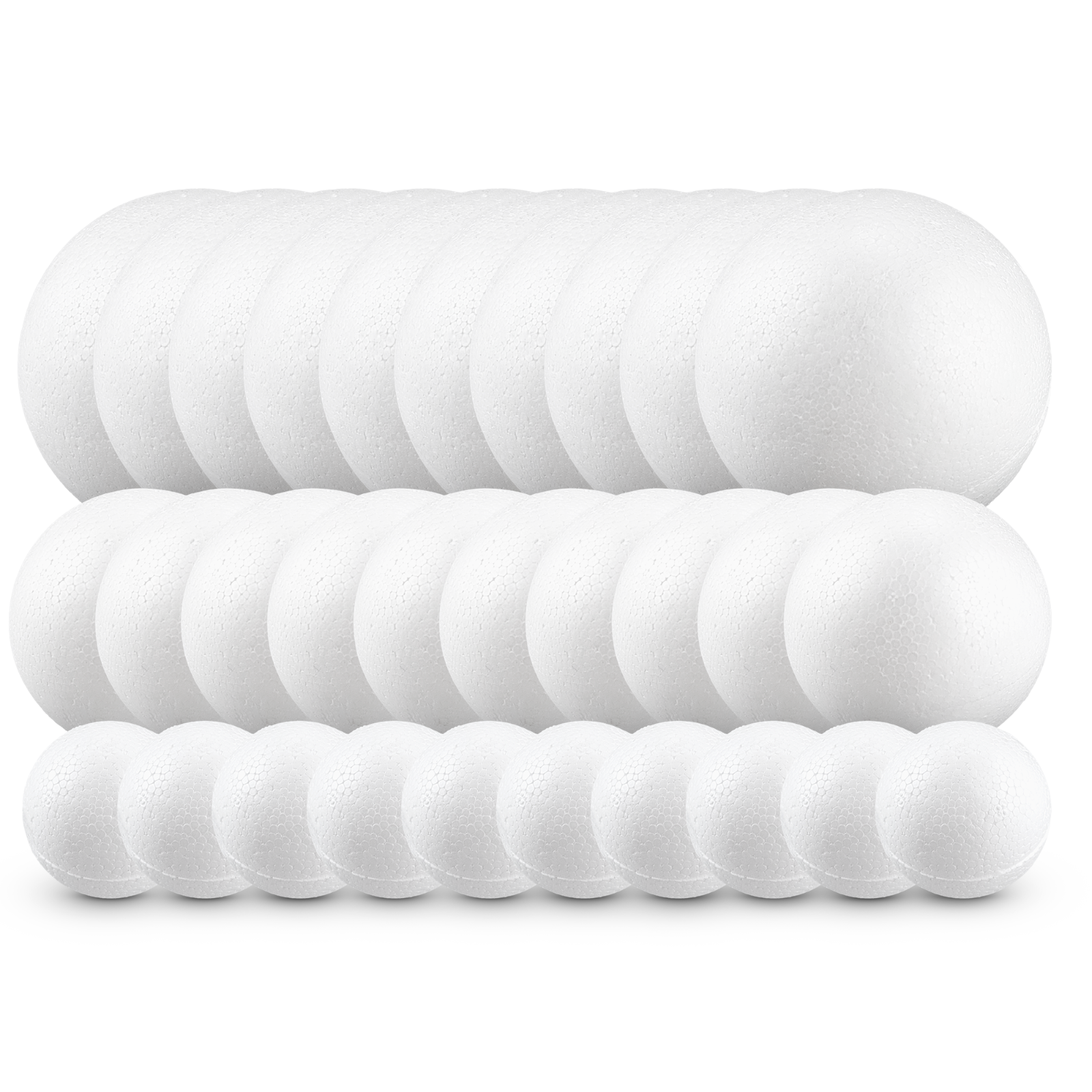 30 palline di polistirolo, 10 x 4 cm, 10 x 6 cm, 10 x 8 cm, per fai da