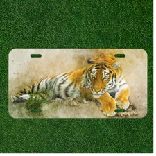 Custom Personalized License Plate Auto Tag With Stunning Tiger Art Design